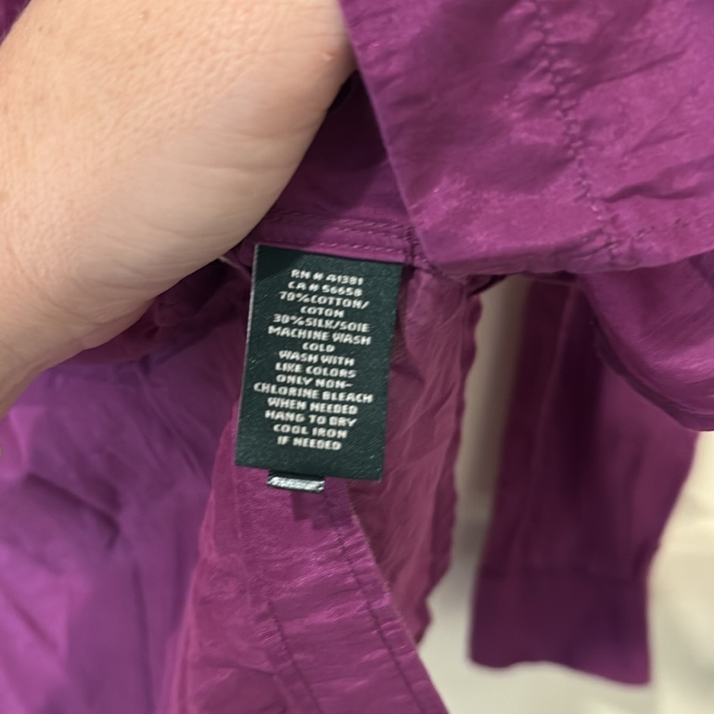 Lauren Ralph Lauren purple silk blend button down, size 2 - Picture 6 of 8